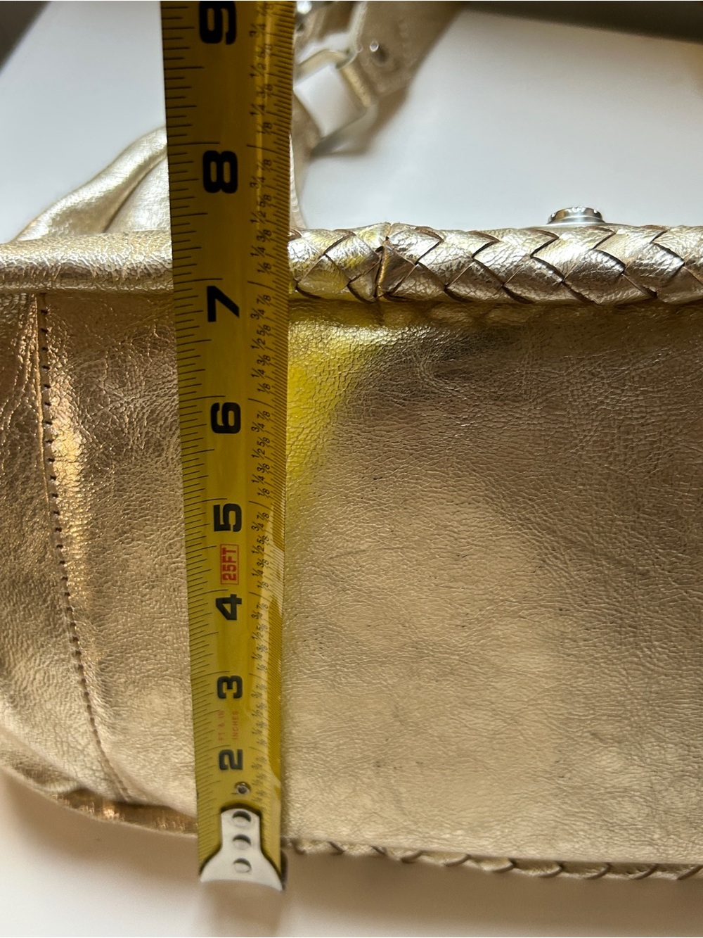 Elliott Lucca Metallic Gold Woven Leather Shoulder Bag - Picture 8 of 11